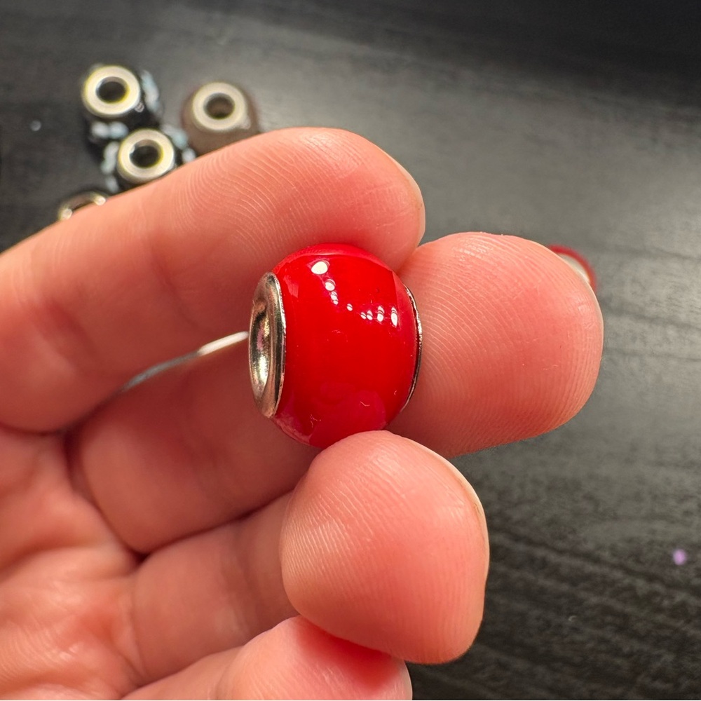 SOLID RED PANDORA STYLE PAVE CHARM